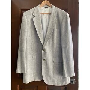 Vintage Jordache Men’s Cream‎ Brown Tweed Linen Blend Tan Tweed Blazer Sz 44L
